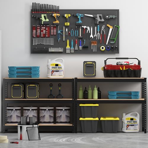PrimeZone 48" W x 18" D x 72" H Garage Shelving Heavy Duty - Adjustable Metal Storage Shelves, 5 Tier Industrial Shelving Unit, Utility Shelf Rack for Basement, Warehouse, Pantry, Closet, Black - size: 48" W x 18" D x 72" H