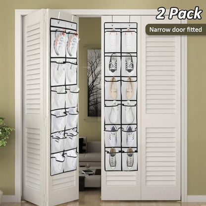 GOMAJI 2PK 12 Large Pockets Over Door Hanging Shoe Organizer - color: White