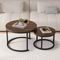 HOJINLINERO Round Nesting Coffee Table Set of 2,Walnut Coffee Table,Large | Center Table for Living Room,Small Apartment,Small Space,Stacking Side Tables,Wood Tabletop,Sturdy and Easy to Assemble - color: Walnut, size: Large