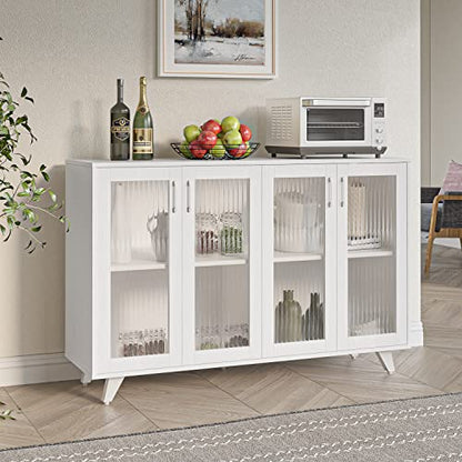 Panana Kitchen Buffet Server Table Accent Sideboard Cupboard Server Buffet Console Table with Doors Cabinet (49inch, White) - color: White, size: 49inch