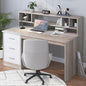 MaverickFurni Home Office Desk with Drawers, 46" Small Desk for Bedroom, Computer Desk with Hutch and Drawers, Study Desk with Storage, White and Walnut - color: White and Walnut