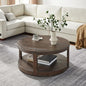 40'' Round Wood Coffee Table Circle Coffee Table with 4 Wheel for Living Room, Modern Retro Farmhouse Style, Easy Assembly, Dark Brown(ø40'' x 17.52'') - color: S1-ø40'' -Dark Brown