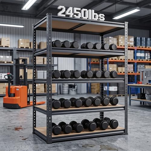 Shelving Unit, 2850LBS Heavy Duty Metal Shelves for Storage, 5-Tier Adjustable Boltless Storage Rack for Kitchen Garage Warehouse Pantry, 36" Wx16 Dx72 H, Black