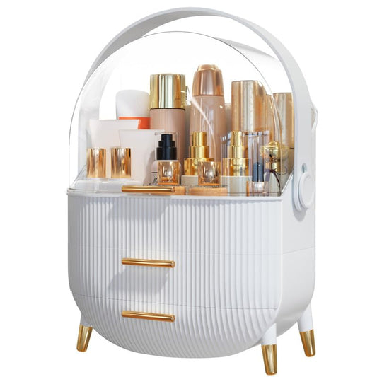 NestOrganix Makeup Organizer Skincare Organizers - Cosmetic Display Cases with Transparent Cover, SkinCare Organizers for Bathroom Countertop, Bedroom Vanity Desk, Lipstick Organizer, White Upgarde - color: White