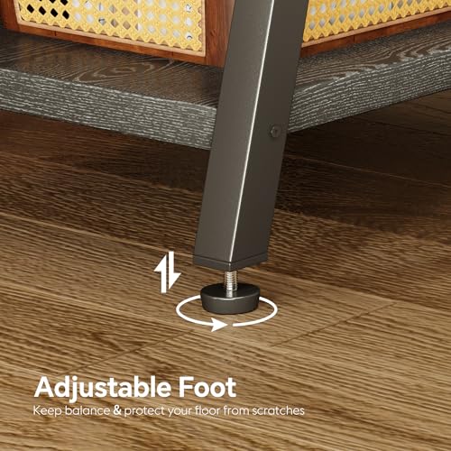 Side Table with Charging Station,3-Tier Small End Table,Lucky 7 Metal Shape | 2 AC Outlets + 2 USB Ports, Adjustable Feet, Nightstand for Bedroom, Living Room, Couch, Narrow Spaces, Grey - color: Grey
