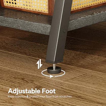 Side Table with Charging Station,3-Tier Small End Table,Lucky 7 Metal Shape | 2 AC Outlets + 2 USB Ports, Adjustable Feet, Nightstand for Bedroom, Living Room, Couch, Narrow Spaces, Grey - color: Grey