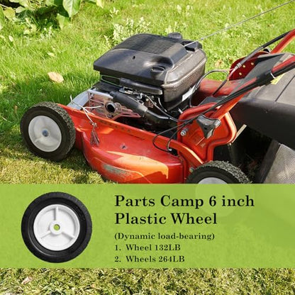 Parts Camp 6 inch Plastic Wheel Fits Oregon 72-106 hand trucks, lawnmowers, utility carts,BBQ Grills, Radio Flyer Wagon Trash Can Universal Wheel 9610 - size: 6-inch