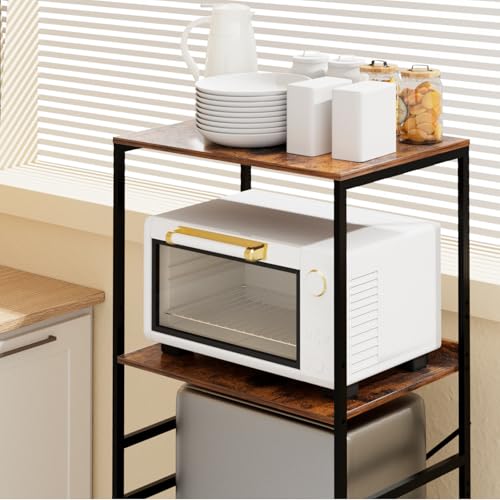Mini Fridge Shelf Mini Fridge and Microwave Stand Over Mini Fridge Storage Rack Height Adjustable Microwave and Fridge Stand Suitable for Dorm, Kitchens, Offices, Brown - color: Brown