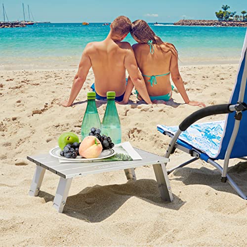 Old Bahama Bay Ultralight Aluminum Mini Table, 66lbs/30kg Weight Capacity, Foldable Small Beach Table with Retractable Legs,Suitable for Picnic Camping Outdoor Hiking