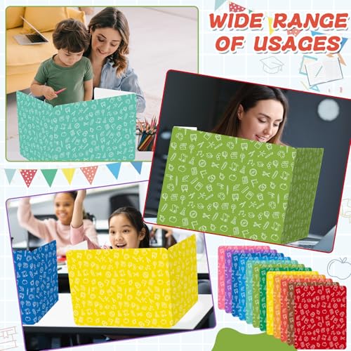 gisgfim 24 Pack Privacy Shields for Student in 12 Vibrant Colors Desk Dividers Durable Privacy Folders Testing Divider Shield Study Boards Panel Partition for Classroom Teacher Back to School Supplies - style: Vibrant