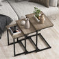Giantex Nesting Coffee Table Set of 3, Stackable Square End Table w/Wood Grain Tabletop & Heavy-Duty Metal Frame, Farmhouse C-Shaped Accent Table for Small Space, Living Room, Bedroom (Black Oak) - color: Black Oak