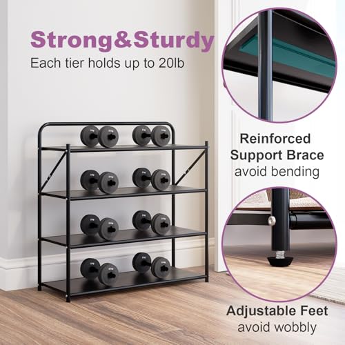 4 Tier No-Assembly Shoe Rack, Foldable Shoes Rack Organizer Without Installation, Portable Solid Metal Shoe Shelves for Closet, Entryway, Front Door Entrance - size: 4 Tier