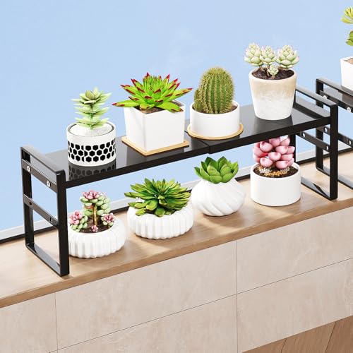 1pc Small Narrow Tall Shelf for Windowsill Kitchen Organizer Stackable Shelves Bathroom Sill Thin Shelves for Narrow Spaces Counter Top Racks (Black, L13.8-23.6'' * W5.9'' * H7.2'') - color: Black, size: L13.8-23.6'' * W5.9'' * H7.2''