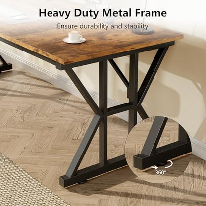 TVU Computer Desk, 55 inch Large Office Desk, Study Writing Table with Thicken Frame, Gaming Desk, Modern Simple Desk for Home Office, Rustic Brown - color: Rustic Brown, size: 55inch