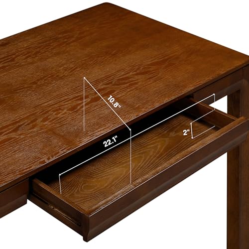 NTC Flow Modern Wooden Rectangle Desk Table with Hidden Drawer – Waterproof & Heat Resistant, Dark Walnut - color: Dark Walnut, size: 47 Inch, style: Desk
