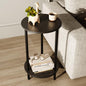 Small Round Side Table, Black Round End Table, 2-Tier Modern Accent/Bedside Table for Living Room-Black - color: Black, size: 1PC
