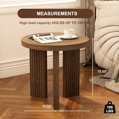 17.52" Small Round Side Table, Brown | Coffee Table with Smooth Thick Mesa, Circle End Table with X Shaped Stable Legs, Accent Tea Table for Living Room, Office - color: Brown, style: Side Table