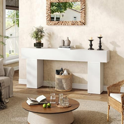 knoworld 70.9-Inch Long Console Table, Wooden Sofa Table Behind Couch Tables, Farmhouse Entryway Table Accent Table for Entrance, Hallway, Living Room, Foyer, White - color: White