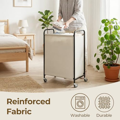 GRANNY SAYS 110L Laundry Hamper, Large Laundry Basket with Wheels and Handles, Durable and Sturdy Rolling Cart for Laundry Room, Bathroom, Bedroom, Beige - color: Beige, size: 110L