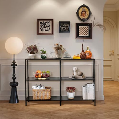 HDANI 47.2 Inch Metal Console Table with 3 Tier Strage Shelves,Narrow Entryway Table,Modern Sofa Tables for Entryway, Living Room,Bedroom,Black - color: Black, size: 47.24×11.81×31.5in