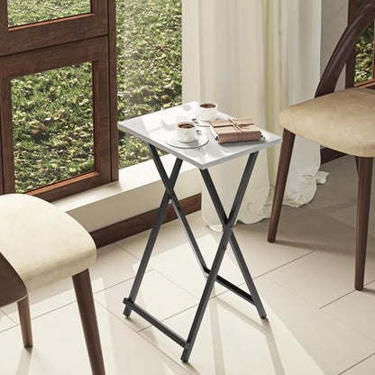 Acovy Foldable TV Trays, Small Folding Table, TV Trays Set of 2, TV Dinner Tray, Side Table for Bed, Couch, Portable Easy to Move, White - color: White-2pcs