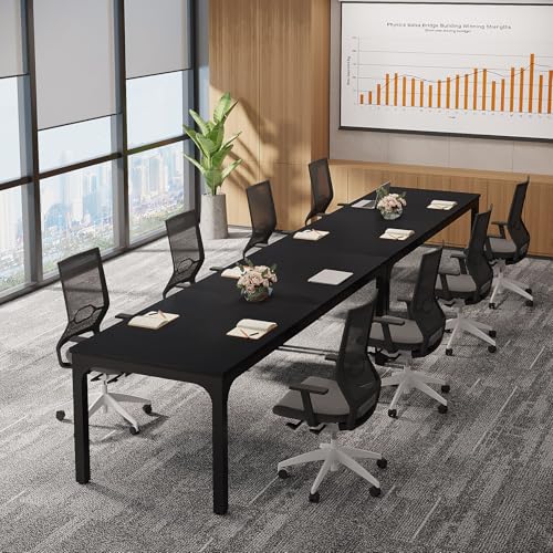 Tribesigns 6.5 FT Conference Room Table, 78.74" W x 27.56" D Large Office Conference Table, Modern Seminar Meeting Table Desk for Boardroom, Meeting Room (1, Black) - color: Black