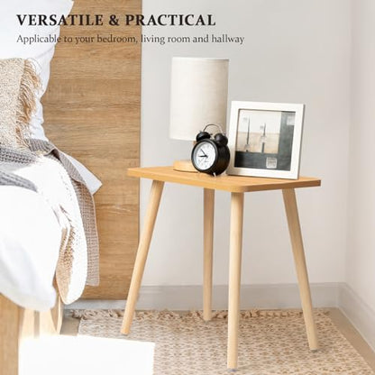 FORAOFUR Side Table, Modern Small End Table, Wood Nightstand for Living Room, Bedroom and Balcony, Rectangular Accent Table Home Decor, Easy Assembly, Natural | Natural wood, modern rectangular, fits living/bedroom/balcony, compact, versatile, sturdy nigh