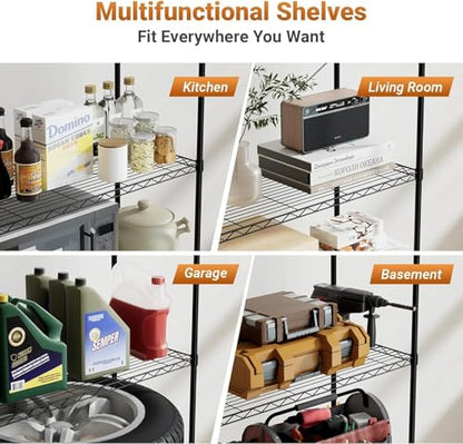 Simple Deluxe 5-Tier Heavy Duty Storage Shelving Unit, 1250 Lbs Loading Capacity, 29.92" W x 13.98" D x 61.02" H, Black - size: 5-Tier, 29.92"W x 13.98"D x 61.02"H