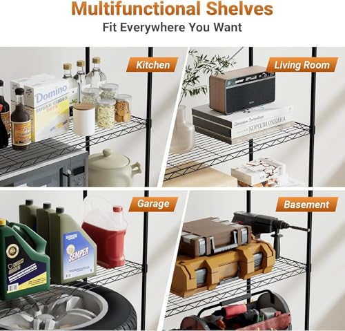 Simple Deluxe 5-Tier Heavy Duty Storage Shelving Unit, 1250 Lbs Loading Capacity, 29.92" W x 13.98" D x 61.02" H, Black - size: 5-Tier, 29.92"W x 13.98"D x 61.02"H