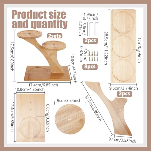 2 Packs Bamboo Tabletop Plant Stand Set, 3-Tier Succulent Herb Stand & Bamboo Planter Saucers for Indoor/Outdoor Garden, Home, Office, Living Room & Bedroom Decor