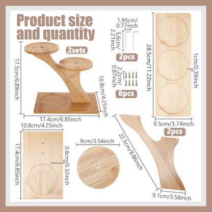 2 Packs Bamboo Tabletop Plant Stand Set, 3-Tier Succulent Herb Stand & Bamboo Planter Saucers for Indoor/Outdoor Garden, Home, Office, Living Room & Bedroom Decor
