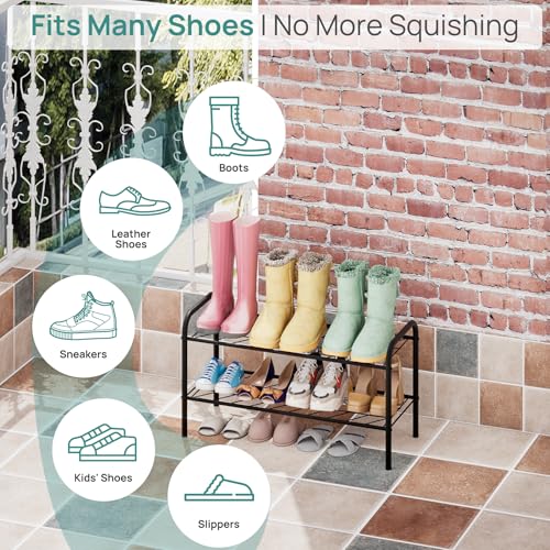 viewcare Shoe Rack for Closet, 2-Tier Small Shoe Rack for Entryway & Garage, Sturdy Metal Construction, Shoe Organizer Holds 4-8 Pairs - size: 2-Tier(M)