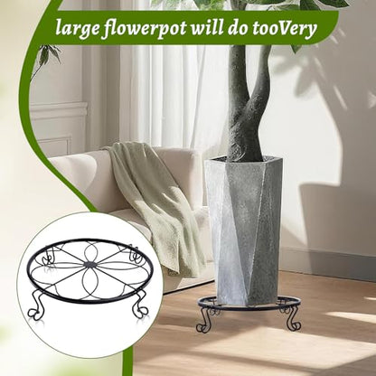 2 Pack Heavy Duty Metal Plant Stands, 10 Inch Round Flower Pot Holders, Rustproof Iron Planter Risers for Indoor Outdoor Use, Patio, Balcony, Garden and Living Room, Black(10IN2PCS) - size: 10 inch - 2 pack