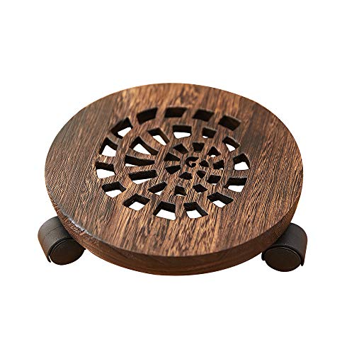 Wood Plant Caddy, Heavy Duty Rolling Planter Dolly With Rotating Casters, Movable Flower Pot Stand, Round Plant Rack With Lockable Wheels,Heavy Objects Hauling (13 Inch) - size: 13 Inch
