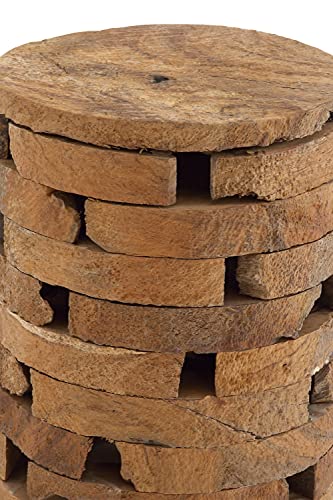 Deco 79 Teak Wood Handmade Side End Accent Table Live Edge End Table with Brick Inspired Design, Side Table 14" x 14" x 18", Brown - color: Brown, size: 14" x 14" x 18"
