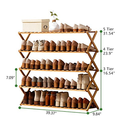Choclaif Free Standing Shoe Racks for Closet, Shoe Shelf Bamboo Shoe Rack for Bedroom, Entryway Hallway Closet Living Room Organizer（4 Tier） - size: 4 Tier