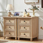 RWYHG 18" Nightstands Set of 2 with Charging Station & 3 Drawers | Farmhouse Modern Night Stand, Bedside Table with Metal Handle, Bed Side End Tables for Bedroom Living Room (Natural) - color: Natural, size: 18"D x 18"W x 24"H (3 Drawers)