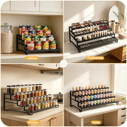 Attelite 4 Tier Expandable Can Rack Organizer for Pantry, Adjustable 13"-21" Metal Soda Can Organizer, Pantry Organization Canned Food Storage Holder for Kitchen Cabinet Countertop, Black 1Pack - size: 4tier*1pack