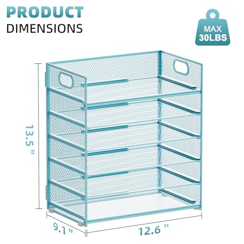 Marbrasse 2 Pack Desk Organizer with Handle, 6 Tier Paper Letter Tray, Mesh Desk File Organizer for Office, School and Home - Blue - color: 2 Pack - Blue