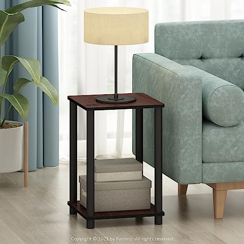 Furinno TURN-N-TUBE Side Table Set of 2, 2-Tier Modern Square End Table with Open Shelf, Toolless Stackable Night Stand, Bedside Table, for Living Room, Bedroom, Dark Cherry - color: Dark Cherry, size: 2-Pack, 2-Tier, style: 2-Pack