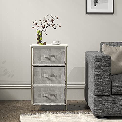 Simple Houseware 3 Drawer Nightstand Dresser with Wood Top, Grey - color: Grey, size: 3 Drawers
