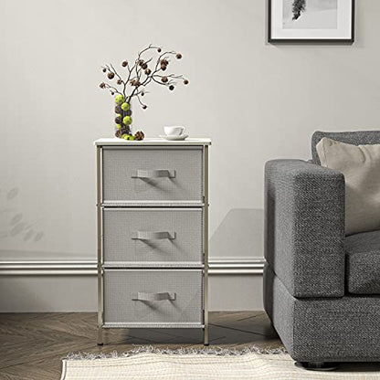 Simple Houseware 3 Drawer Nightstand Dresser with Wood Top, Grey - color: Grey, size: 3 Drawers