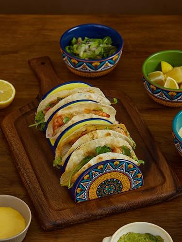 Bico Havana Ceramic Taco Holder, Taco Stand Rack Tray, Microwave and Dishwasher Safe - color: Havana