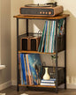 Honkazita 3 Tier Vinyl Record Storage Table Wooden Turntable Stand | holds up to 200 albums, now playing vinyl record stand, small bedside nightstand for bedroom, music room record organizer