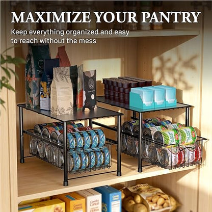 Simple Houseware Stackable Under Sink Cabinet Sliding Basket Organizer Drawer, Black - color: Black