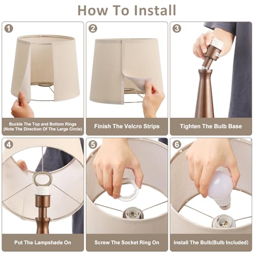 Seealle Modern Table Lamps Set of 2 - Touch Bedside Lamp for Nightstand with Dual USB C+A,3-Way Dimmable Brown Nightstand Lamps for Living Room Bedroom End Table with Oat Shade(Bulb Included) - color: F. Brown-Oat