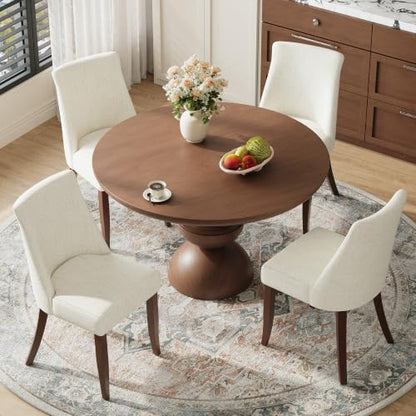 COLAMY Upholstered Dining Chairs Set of 4, Mid Century Modern Kitchen Chairs with Back, Farmhouse Fabric Side Dining Room Chairs with Wood Legs for Dining Room Restaurant, Beige - color: Beige, size: Set of 4