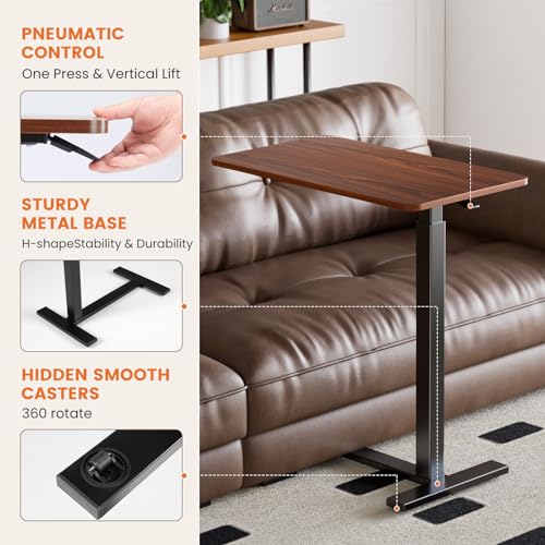 Sweetcrispy Overbed Table, Bedside Table, Storage Shelf | Adjustable Rolling Wheels, Hospital Home Use, Mobile Laptop Desk, Space Saving Frame, Chocolate - color: Chocolate