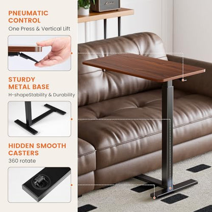 Sweetcrispy Overbed Table, Bedside Table, Storage Shelf | Adjustable Rolling Wheels, Hospital Home Use, Mobile Laptop Desk, Space Saving Frame, Chocolate - color: Chocolate