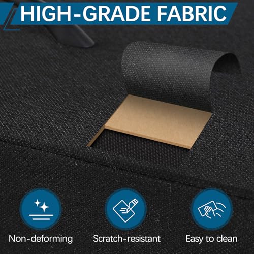 Fabric Nightstand with 2 Drawers, Small Night Stand Bedside Table with Two Drawer Dresser End Table for Bedroom Living Room Small Spaces, Wooden Top - color: Black